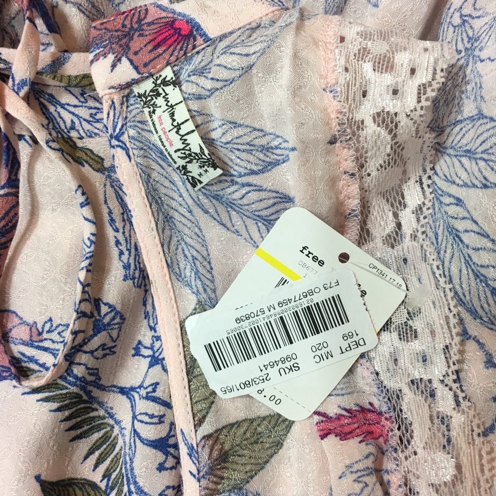 FREE PEOPLE SHE MOVES FLORAL LACE SLIP DRESS/TUNIC, SIZE MEDIUM (NWT) - Picture 6 of 8